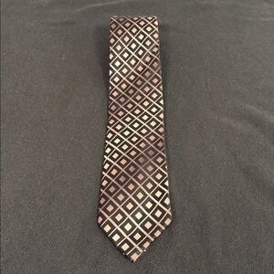 Kenneth Cole Black and Tan Diamond Pattern Tie